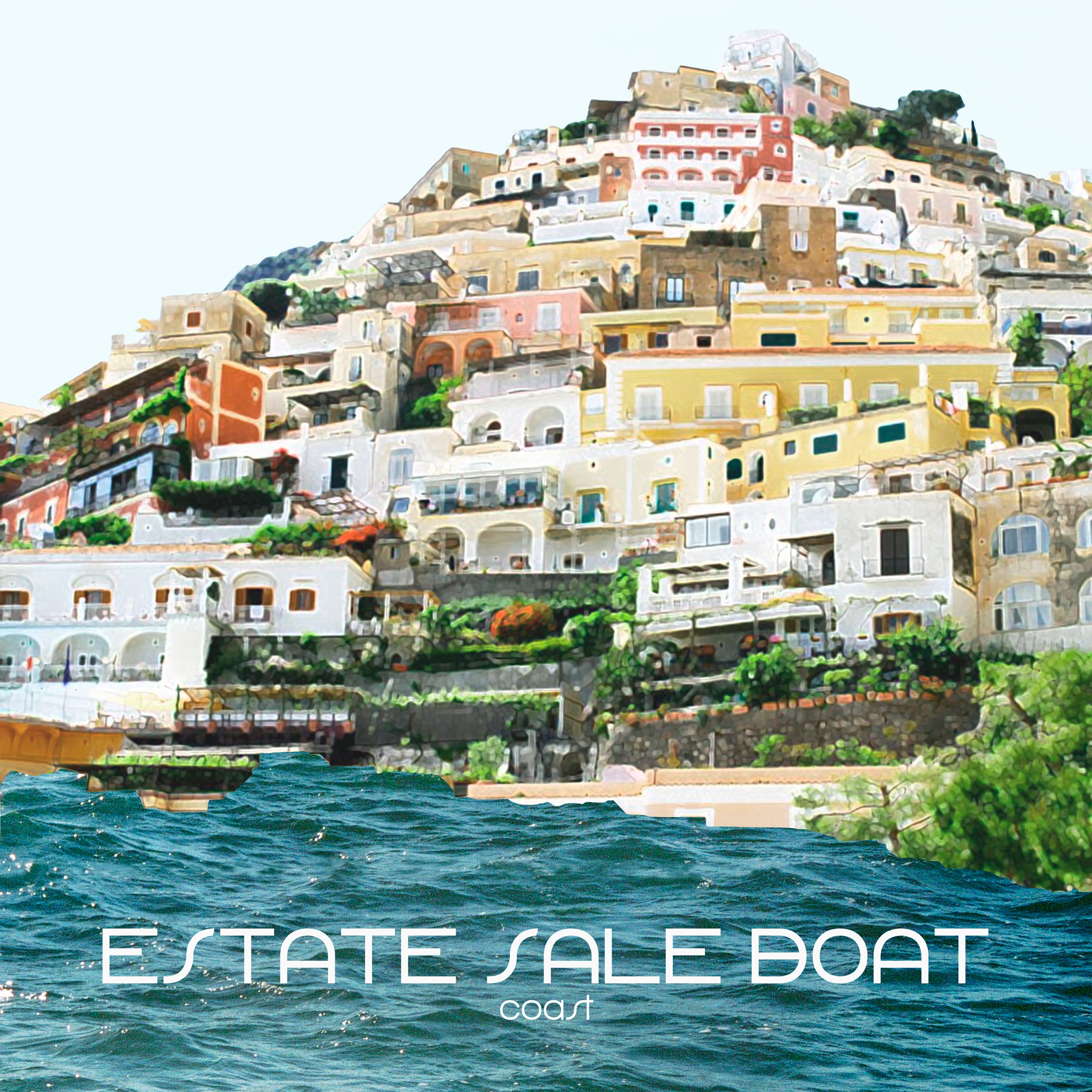 Coast by Estate Sale Boat — album cover showing a hillside town above a blue sea